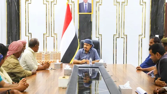 المحافظ بن ماضي يلتقي مقادمة قبائل سيبان ويثمن مواقفهم النبيلة تجاه حضرموت